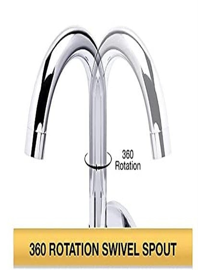 Jagger JBA206 Brass Deck Mounted Washbasin Tap for Bathroom Wash Basin, Chrome Finished Table Top Washbasin Taps with Foam Flow 15mm (Silver) with Teflon Tape and Wall Flange (Siya) - Image 2